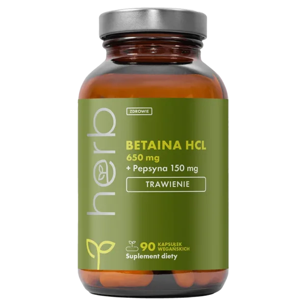 Betaina HCL 650 mg + Pepsyna 150 mg - 90 vege kaps.