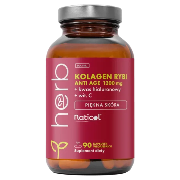 Kolagen Rybi Anti Age 1200 mg + kwas hialuronowy + wit. C - 90 vege kaps.
