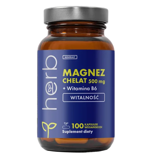 Magnez Chelat 500 mg + B6 - 100 vege kaps.