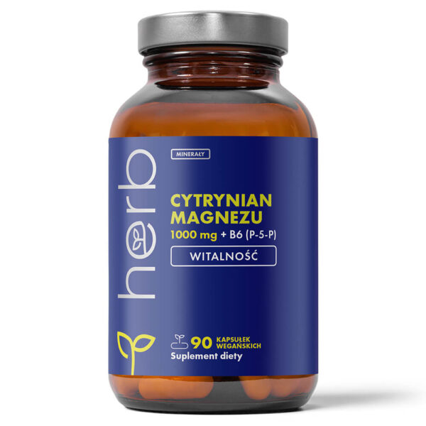 Cytrynian magnezu 1000 mg + B6 (P-5-P) - 90 vege kaps.