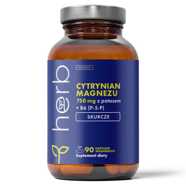 Cytrynian magnezu 750 mg z Potasem + B6 (P-5-P) - 90 vege kaps.