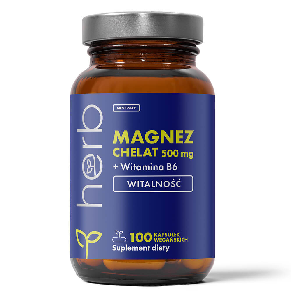Magnez Chelat 500 mg + B6 - 100 vege kaps.