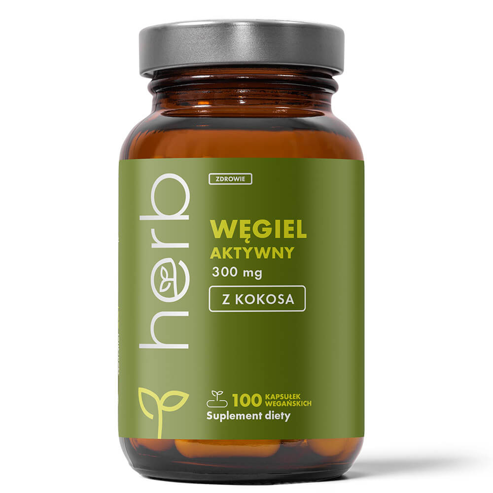 Węgiel aktywny z kokosa 300 mg - 100 vege kaps.