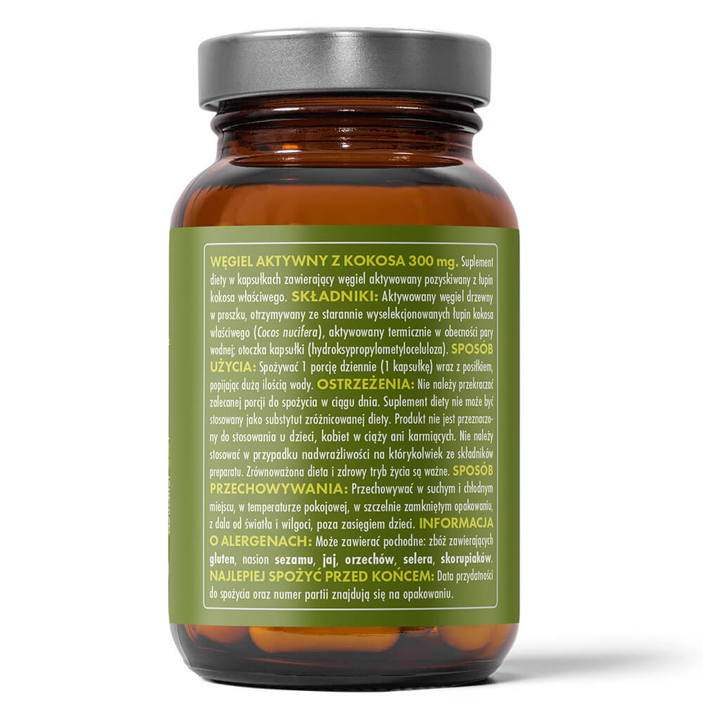 Węgiel aktywny z kokosa 300 mg – 100 vege kaps.